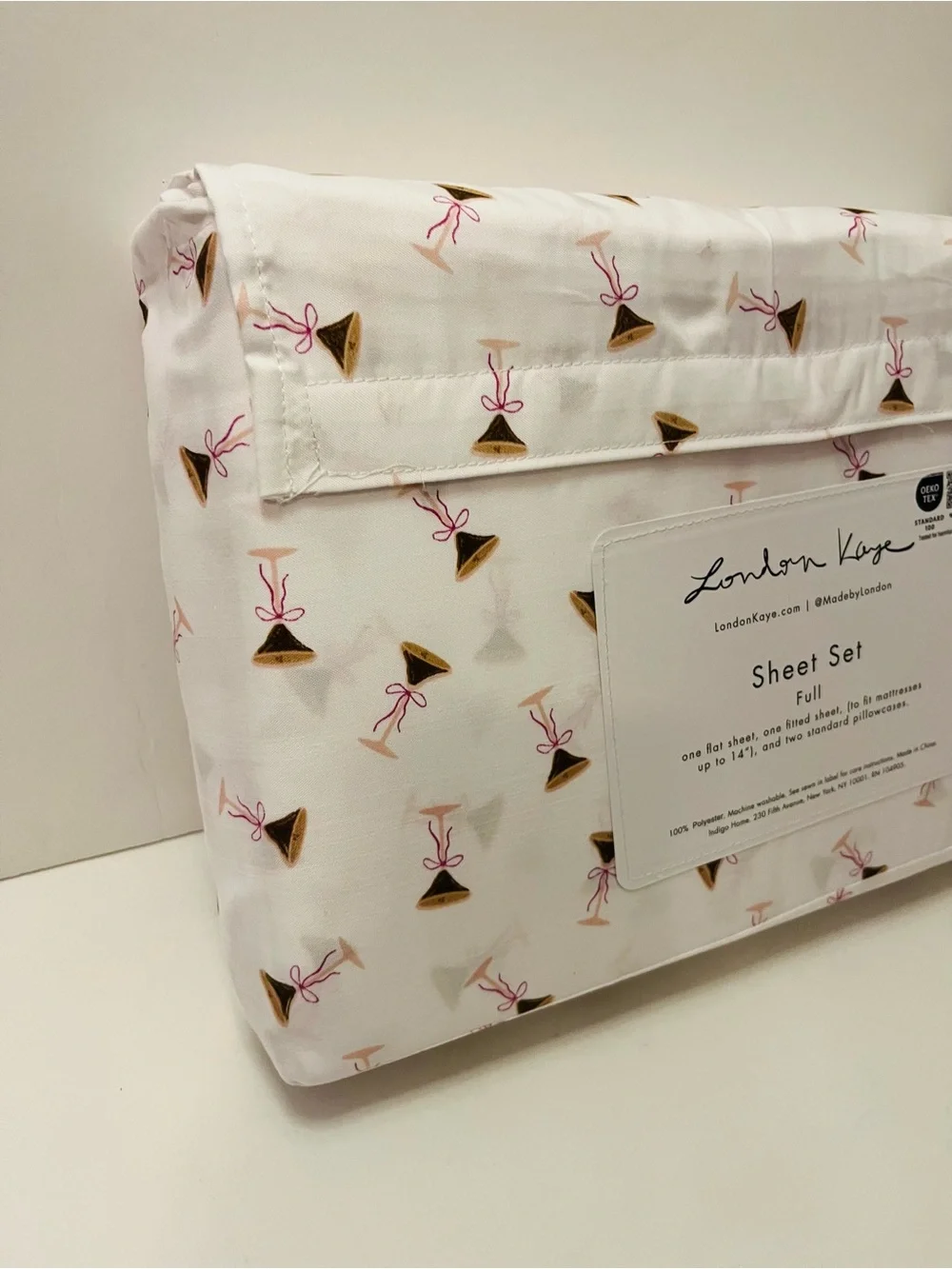 London Kaye Full Sheet Sets Lot of 2 Parisian Pastry & Cafe Espresso Martini